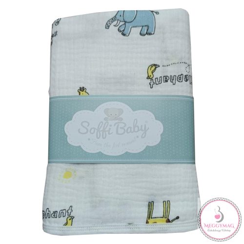Soffi Baby nyári takaró muszlin dupla elefánt és zsiráf 70x90cm