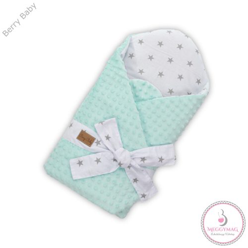 Pamut - minky kókusz pólya kivehető kókuszbetéttel 75x75cm Menta minky - csillagos 