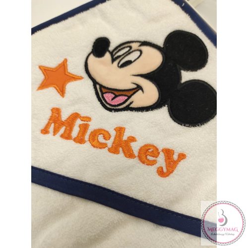 Disney Mickey egér kapucnis babatörölköző  70×70 cm Középkék