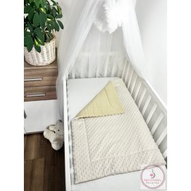   Kétoldalú babatakaró 70×90 cm | Bézs pamutvászon, krém minky, antiallergén töltettel