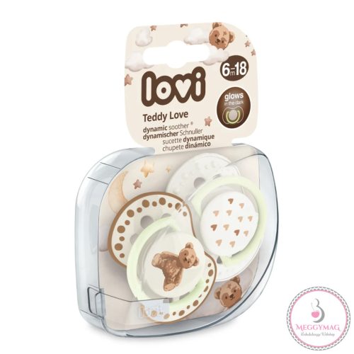 LOVI világító nyugtató cumi 6-18 hó 2 db Teddy Love