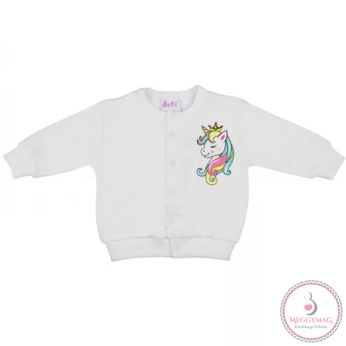 Unicorn Queen Unikornis lányka bébi pamut patentos kocsikabát (kardigán), 74-es
