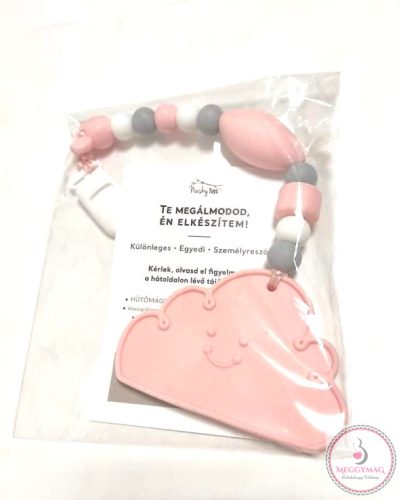 NuskyToys szilikon rágóka, rózsaszín felhő 