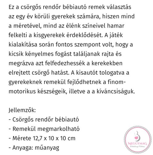 Playgo: Csörgős rendőr bébiautó