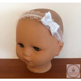 Minimanó baba fejpánt - fehér masni 