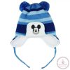 Disney Mickey csíkos| kötött| bélelt| bojtos sapka, 2-6 év