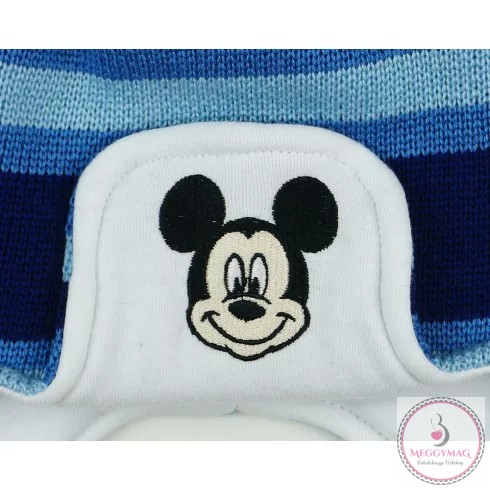 Disney Mickey csíkos| kötött| bélelt| bojtos sapka, 2-6 év