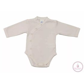 Egyszínű, hosszú ujjú elöl patentos baba body, 50-es