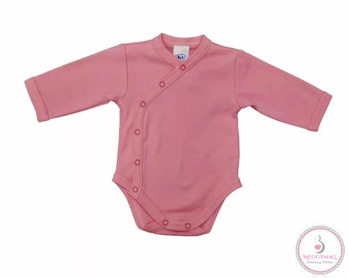 Egyszínű, hosszú ujjú elöl patentos baba body, 50-es
