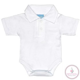 Rövid ujjú galléros baba body kombidressz fehér 56-os 