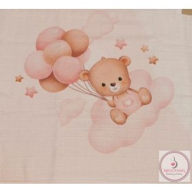 Mintás textil pelenka  - Maci rózsaszín lufival 