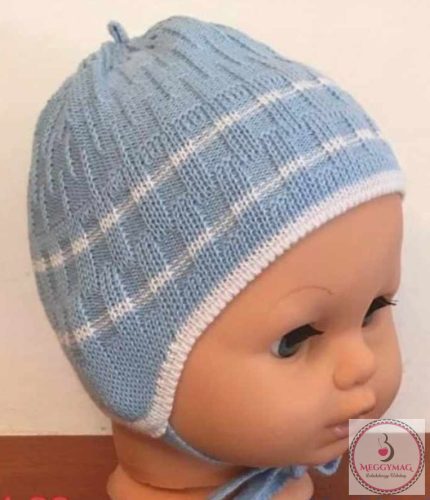 Minimanó megkötős kötött sapka -  34 cm