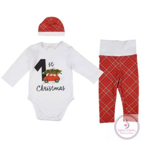   Karácsonyi " 1st Christmas" 3 részes baba szett, 68-as