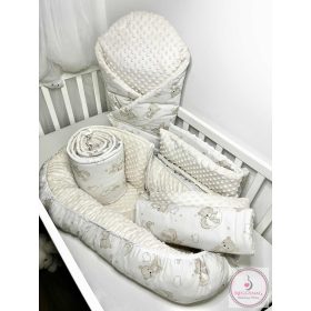   Gyönyörű pamut-minky babaszoba szett Szivárvány maci bézs 