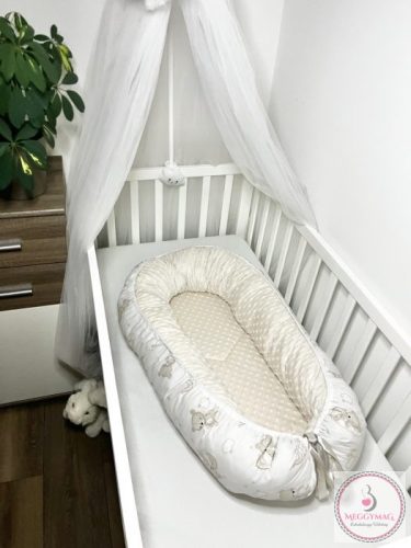 Gyönyörű pamut-minky babaszoba szett Szivárvány maci bézs 