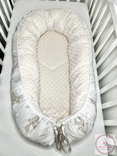 Gyönyörű pamut-minky babaszoba szett Szivárvány maci bézs 