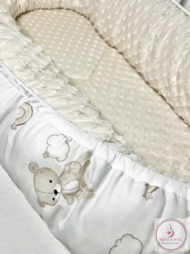 Gyönyörű pamut-minky babaszoba szett Szivárvány maci bézs 