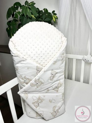 Gyönyörű pamut-minky babaszoba szett Szivárvány maci bézs 