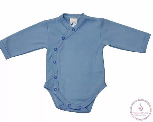 Egyszínű, hosszú ujjú elöl patentos baba body, 50-es