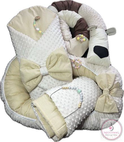 Kókuszpólya Krém minky és bézs pamut, 80×80 cm