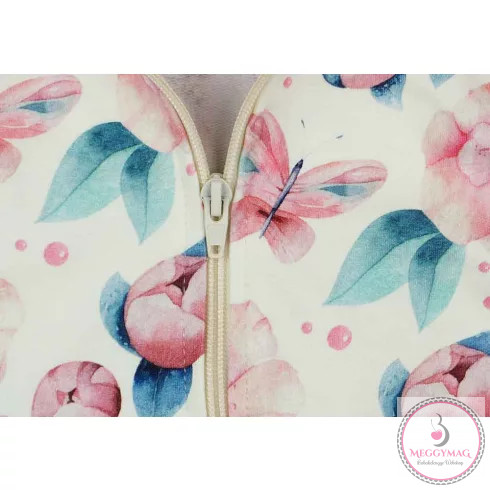 Kislány gyerekmellény zsebbel, virágos mintával, 68-as