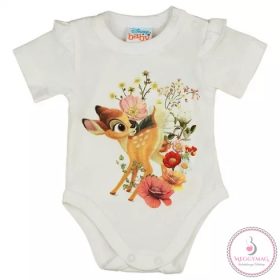 Rövid ujjú baba body Bambi mintával, 56-os