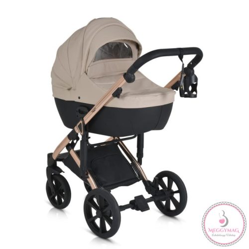 EGGO 3in1 Prémium babakocsi szett kemény mózes+autós hordozó textilbőr BÉZS