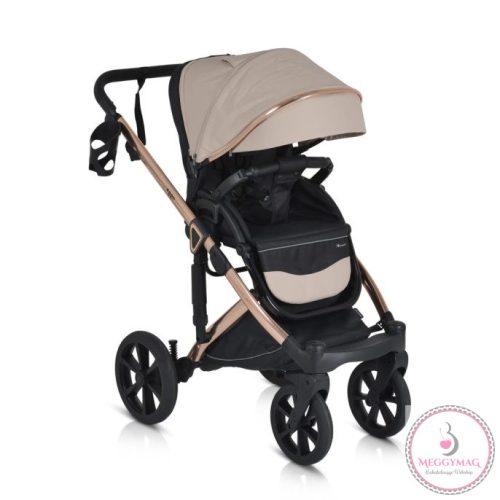 EGGO 3in1 Prémium babakocsi szett kemény mózes+autós hordozó textilbőr BÉZS