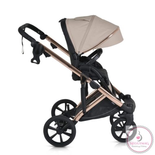 EGGO 3in1 Prémium babakocsi szett kemény mózes+autós hordozó textilbőr BÉZS