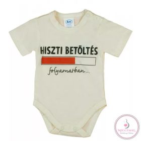   Rövid ujjú baba body "Hiszti betöltés folyamatban" felirattal, 98-as
