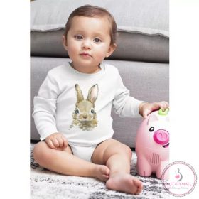 Hosszú ujjú baba body állatos mintával, 56-os