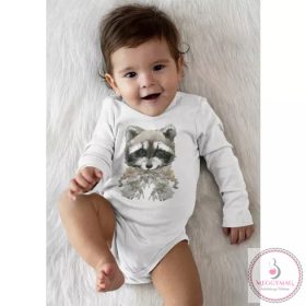 Hosszú ujjú baba body állatos mintával, 62-es