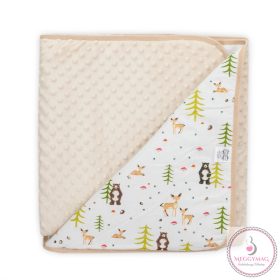   Pamut - minky kétoldalú takaró 75*75 cm fenyőerdő - mogyoró minky KÉSZLETEN A BOLTBAN! 