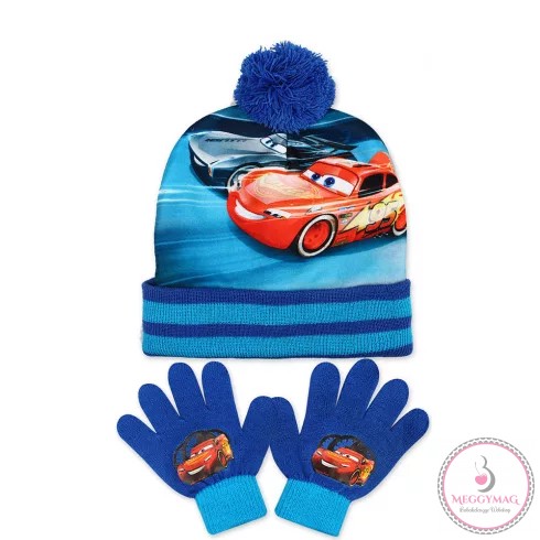 Disney Cars/Verdák sapka, kesztyű szett, 2-6 év
