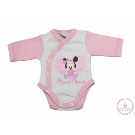   Disney elöl patentos hosszú ujjú baba body Minnie mintával, 50-es