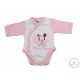 Disney elöl patentos hosszú ujjú baba body Minnie mintával, 50-es