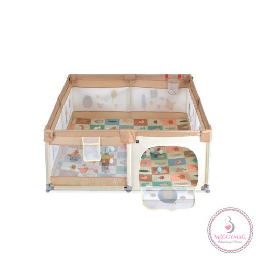 GAMEZONE összecsukható járóka szőnyeggel, 60 labdával 120x120 BÉZS, KÉSZLETEN A BOLTBAN!