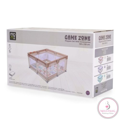 GAMEZONE összecsukható járóka szőnyeggel, 60 labdával 120x120 BÉZS, KÉSZLETEN A BOLTBAN!