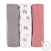 PETITE&MARS Bambusz muszlin 3db-os pelenka szett Moussy Rose Rainbows, 68 x 68 cm