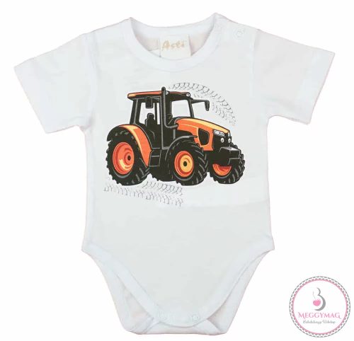 Rövid ujjú baba body traktor mintával, 62-es