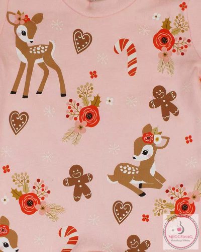 Belül bolyhos hosszú ujjú baba rugdalozó karácsonyi mintával, 56-os