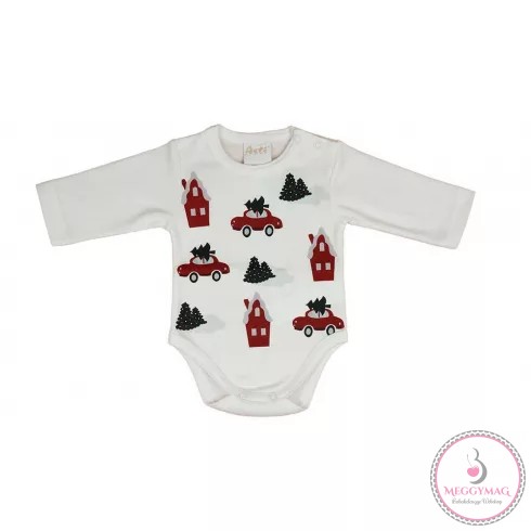 Hosszú ujjú baba body karácsonyi mintával, 56-os