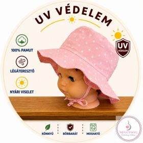 Minimanó nyári kalap (42, 44, 46)  Rózsaszín pöttyös 