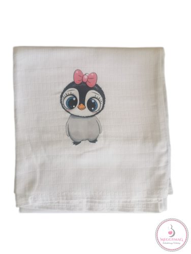 Mintás textil kifogó, törölköző 140x140cm Pingvin lány 