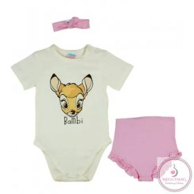   Rövidnadrágos kislány babaruha szett Bambi mintával, 62-es