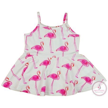 Spagetti pántos lányka ruha flamingós 74-es