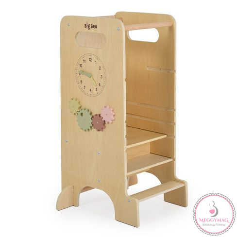 MONI FaTanuló torony BIG BEN fa csúszdás, rajztáblával, 4in1