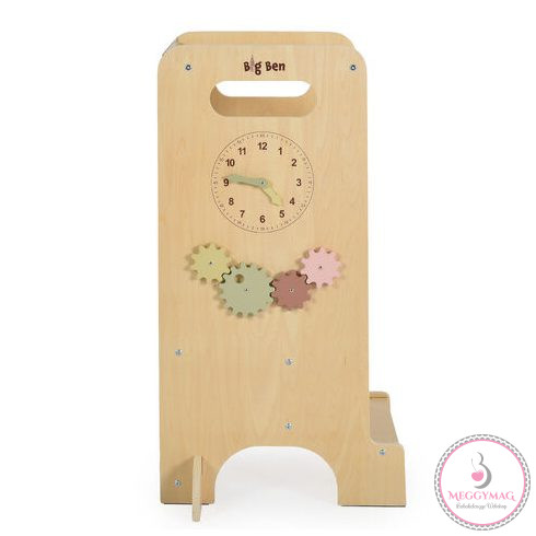 MONI FaTanuló torony BIG BEN fa csúszdás, rajztáblával, 4in1