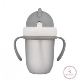   Canpol babies Szívószálas pohár 210 ml 9hó+ Flip Top matt szürke