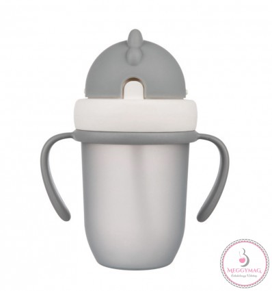 Canpol babies Szívószálas pohár 210 ml 9hó+ Flip Top matt szürke